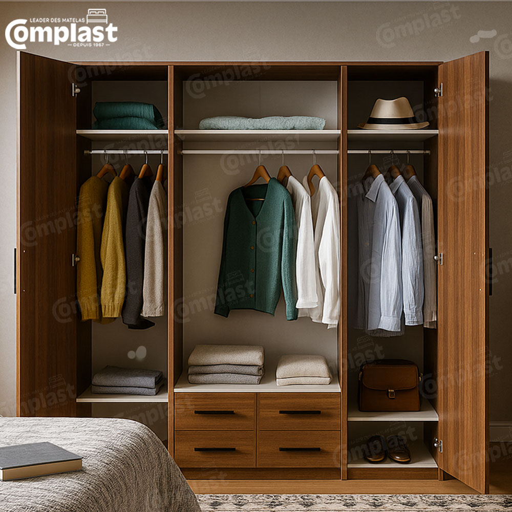 ZT73006 - 4D WARDROBE A3008 WALNUT open ZT73006 - 4D WARDROBE A3008 WALNUT open
