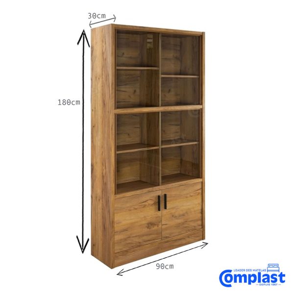 ZT81057-0D085FL-BOOKCASE-W-GLASS-DOOR-GOLDEN-OAK- size