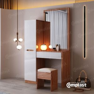 ZT810698 BS-1312D DRESSING TABLE WITH STOOL 900*400*1800 MM WILD OAK (15L) + WHITE (10L)