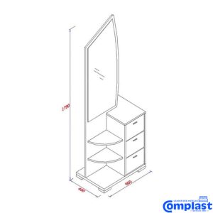 ZT81087 BS-1677D DRESSING TABLE 600*400*1790 MM BROWN (8L) + MARBLE CREAM
