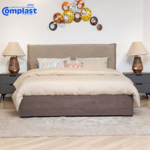 ZT81112 JL-01040 - BED(PLATFORM) 1820*2020 GREY FABRIC & NEW WALNUT WEB