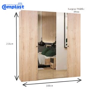 ZT81126 JL-020184D - WARDROBE WITH 2 MIRRORS 1816*596*2160 NATURAL OAK size