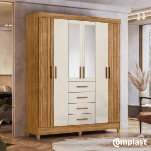 ZT81261 WARDROBE ARUBA OAK:FENDI + MIRROR-LEG doors