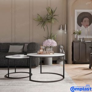 ZT81372 COFFEE TABLE DOUBLE ROUND 70*50 GLOSY AG