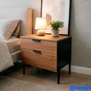 ZT81460 JL-02032 - NIGHT STAND 580*390*590 NATURAL OAK : MATT GRE