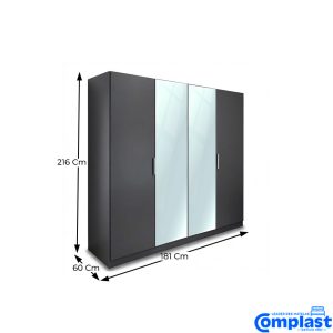 ZT81459 JL-02041 - 4D WARDROUBE WITH MIRROR 1816*596*2160 MATT GREY