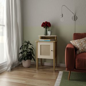 ZT80557 - CHARLOTE END TABLE - OAK_OFF WHITE - L42.5 - l35.5 - H72