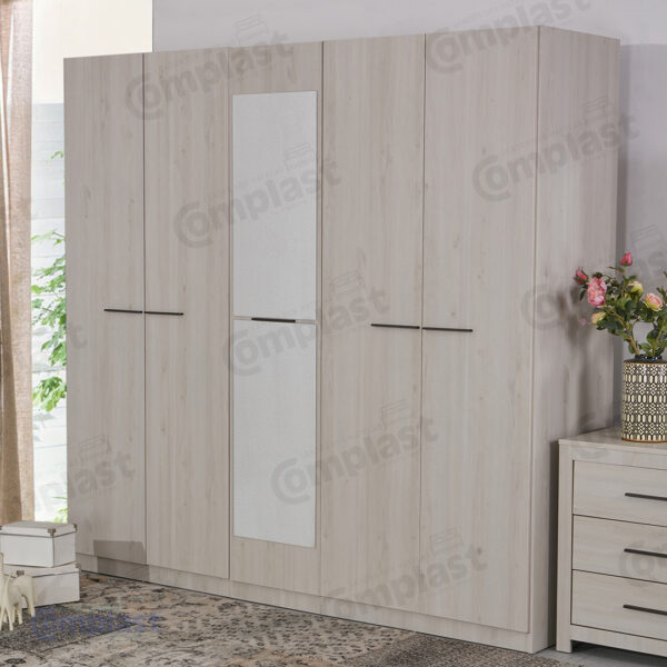 ZT80466 - A2038-1 5D WARDROBE WITH MIRROR LIGHT OAK - L115 - l60 - H217...