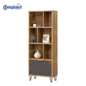 ZT80859-BOOKCASE-0D087FL-GREY+GOLDEN-OAK