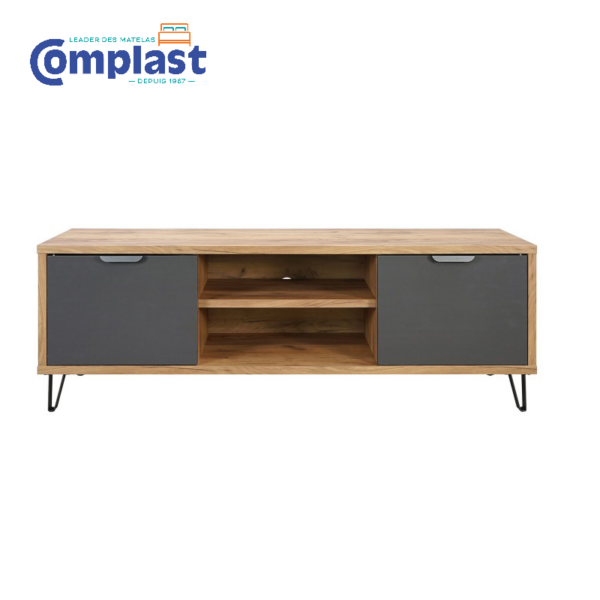 ZT80857 TV CONSOLE-0A070FL GREY+GOLDEN OAK