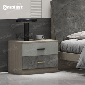 ZT80987 BEDSIDE TABLE - A09 ( 560400550 )GREY+STONE PATTERN+GOLDEN HANDLE