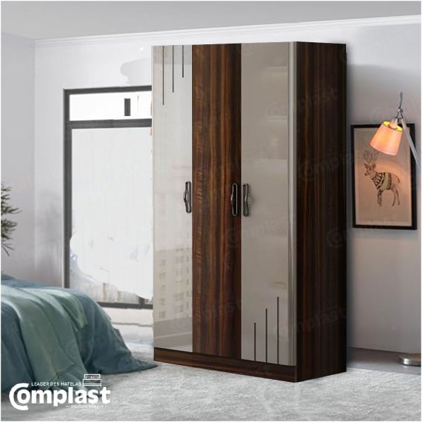 ZT81037 BS-6603A 3 DOORS WARDROBE 1200*560*2000 MM 8(S)+9(L) BROWN+KHAKI