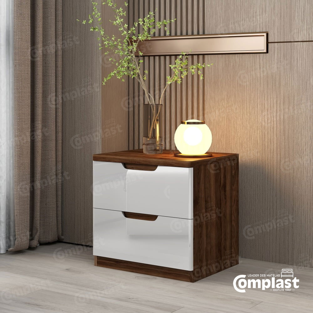 ZT81195 BS-1611C (2 DRAWERS) SIDE TABLE 500*400*480 MM 104(S)+10(L) WALNUT+WHITE ZT81195 BS-1611C (2 DRAWERS) SIDE TABLE 500*400*480 MM 104(S)+10(L) WALNUT+WHITE